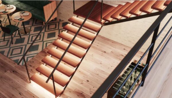 schodiště podsvícené LED pásky