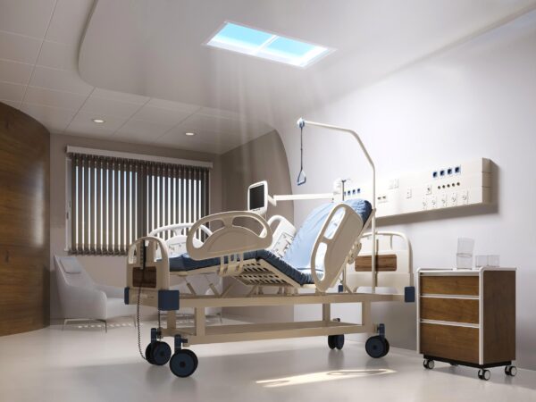 Virtální sluneční okno nad lůžkem pacienta