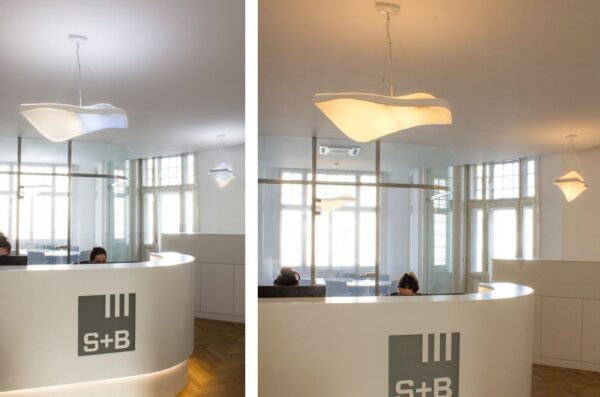 Denní osvětlení recepce plnospektrálním svítidlem