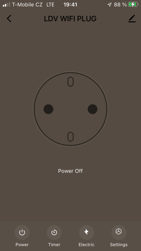 Chytrá zásuvka SUN@Home - stav vypnutá